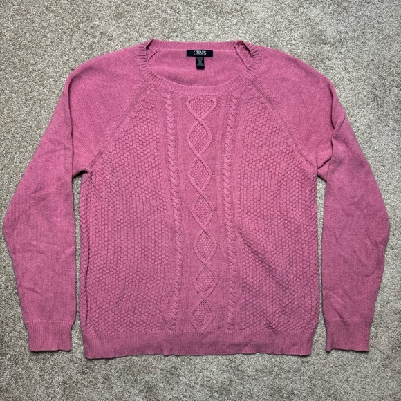 Chaps Pink Vintage Cable Knit Sweater - Picture 1 of 3